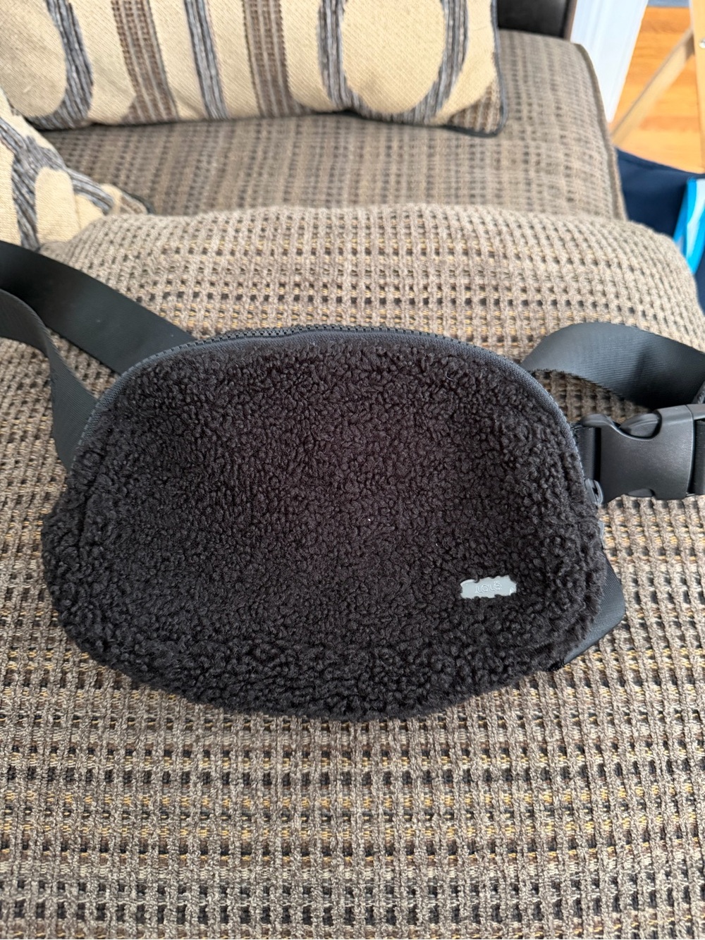 Black Sherpa Fanny Crossbody Waist Bag
